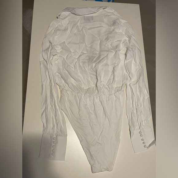 Bardot White Bodysuit Long sleeve Blouse Size Small / 6 - Picture 5 of 7